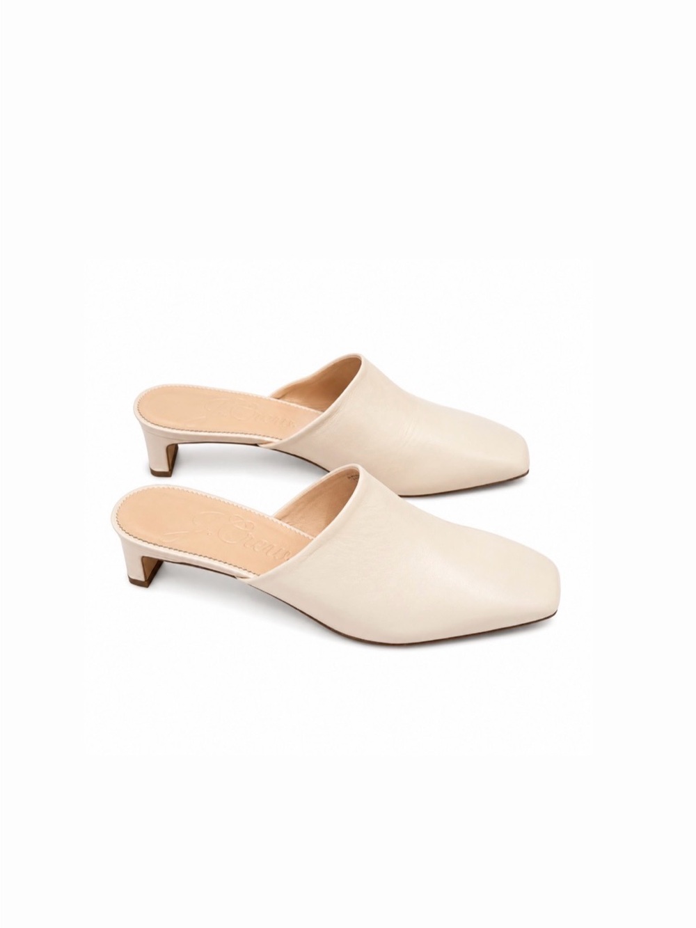 Like New J. Crew Cream Leather Low Heel Mules